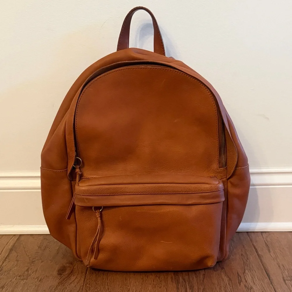 Leather Daypack Backpack - Tan